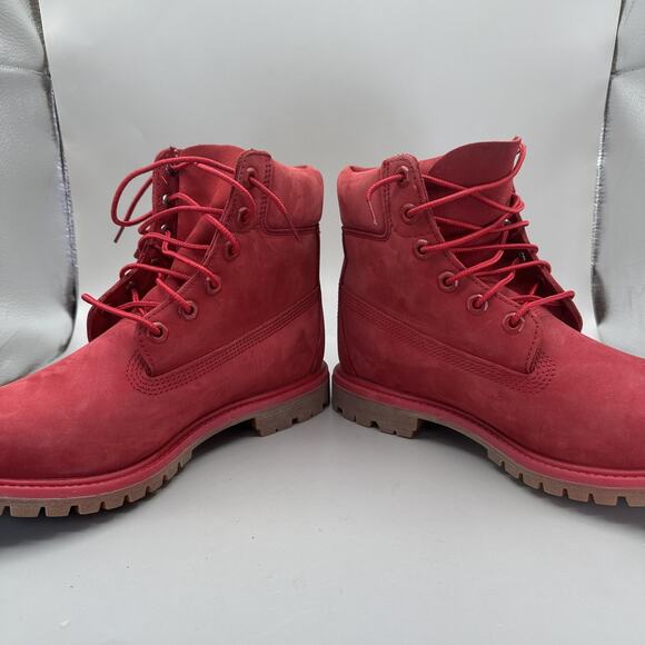 Timberland Premium Boots Womens Size 9 US Red 6 Inch Waterproof Nubuck A1JGJ - Picture 5 of 10